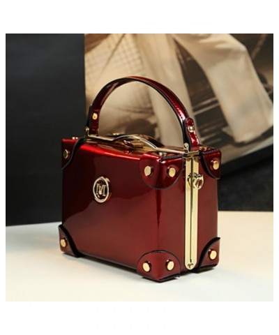 Fashion Women's Top Handle Satchel Handbags Leather Evening Bag Purses large Hard Square Box Shoulder Messenger Bags (Red) Re...