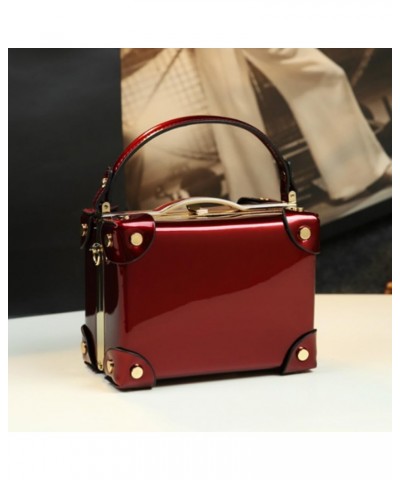 Fashion Women's Top Handle Satchel Handbags Leather Evening Bag Purses large Hard Square Box Shoulder Messenger Bags (Red) Re...