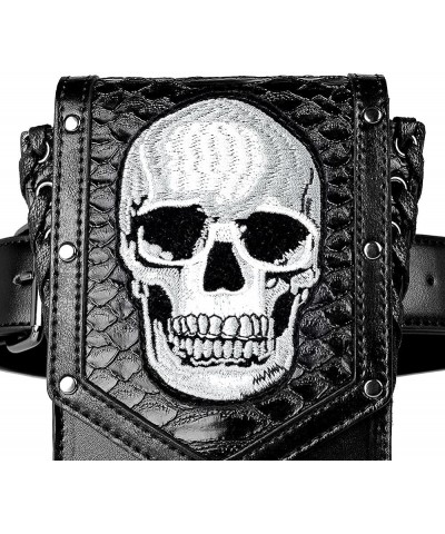 Gothic Skull Tote Bag for Women Girls Steampunk Chain Crossbody Shoulder Bag Waterproof Leather Phone Purse Wallet Handbag Bl...