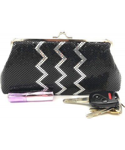 Women Metal Mesh Clutch Evening Purse for Wedding Party Prom Banquet Black 6b $10.40 Evening Bags