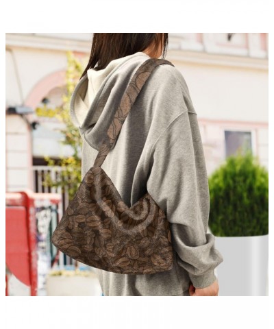 Brown Coffee Bean Fluffy Crossbody Bag Furry Tote Bags for Women Fuzzy Purse Handbag Lady Shoulder Bag Large Plush Bag with Z...