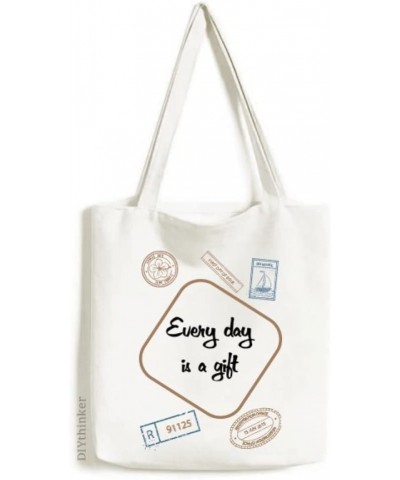 Every Day Is A Inspirational Stamp Shopping Ecofriendly Storage Canvas Tote Bag $13.02 Totes