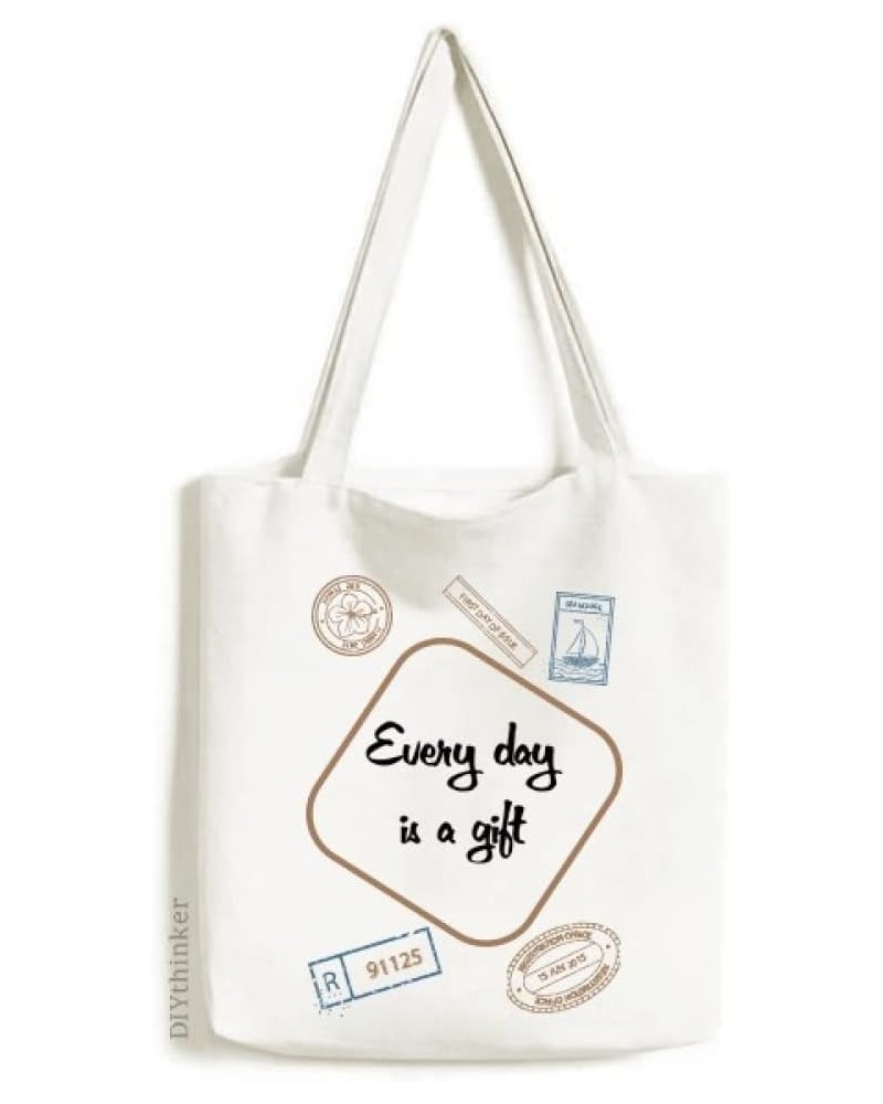 Every Day Is A Inspirational Stamp Shopping Ecofriendly Storage Canvas Tote Bag $13.02 Totes