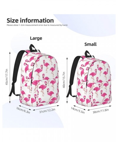 Pink Flamingo Print Unisex Canvas Backpack Cute Backpack For Travel Sports Casual Aesthetic Backpack Black Medium $21.99 Back...