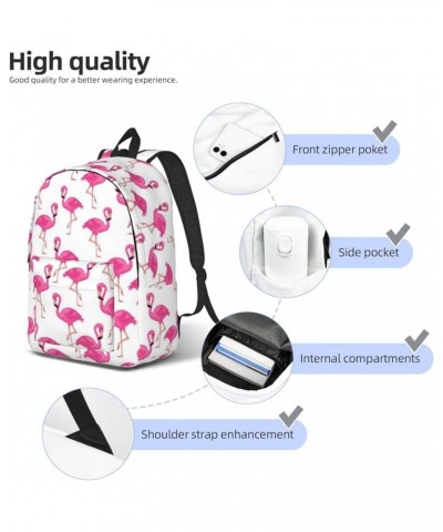 Pink Flamingo Print Unisex Canvas Backpack Cute Backpack For Travel Sports Casual Aesthetic Backpack Black Medium $21.99 Back...