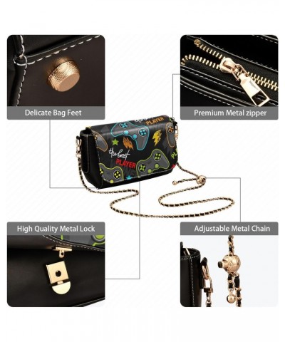 Gamepad Crossbody Bags for Women Retro Cross Body Purse Small PU Leather Shoulder Handbags with Chain Strap $18.19 Crossbody ...