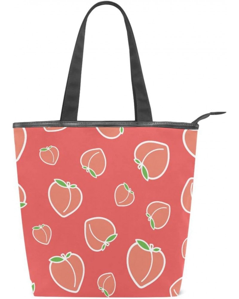 Tote Handbag for Women Tote Bag, Peach on Red Canvas + leather Shoulder Bag, Hobo bag, Satchel Purse(229ut0c) $13.74 Totes