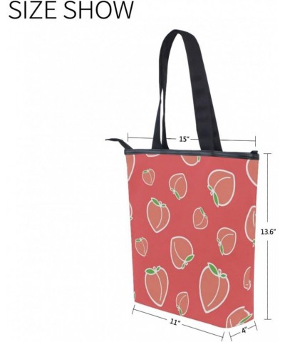 Tote Handbag for Women Tote Bag, Peach on Red Canvas + leather Shoulder Bag, Hobo bag, Satchel Purse(229ut0c) $13.74 Totes