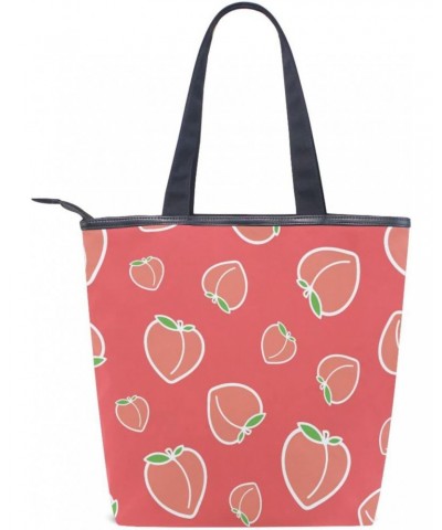 Tote Handbag for Women Tote Bag, Peach on Red Canvas + leather Shoulder Bag, Hobo bag, Satchel Purse(229ut0c) $13.74 Totes