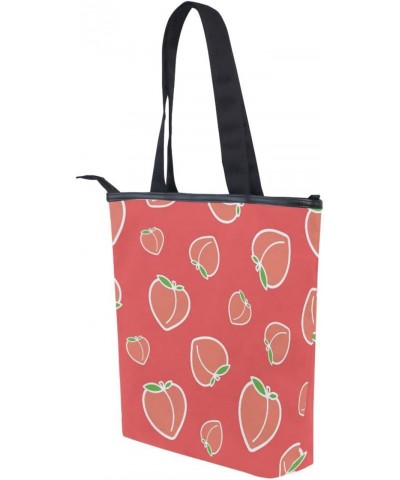 Tote Handbag for Women Tote Bag, Peach on Red Canvas + leather Shoulder Bag, Hobo bag, Satchel Purse(229ut0c) $13.74 Totes