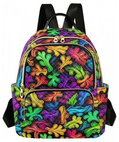 Rainbow Leaves Backpack for Women Fashion Shoulder Bags Small Casual Daypack Travel Bag S 202a3331 S(10.23"x5.11"x12.59") 202...