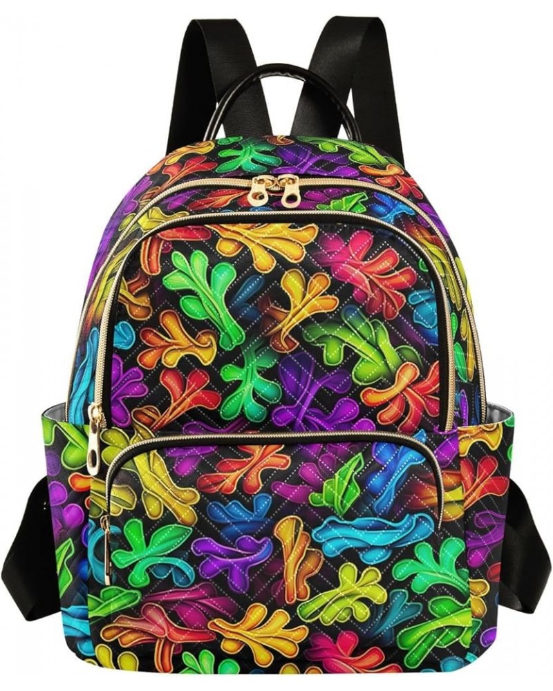 Rainbow Leaves Backpack for Women Fashion Shoulder Bags Small Casual Daypack Travel Bag S 202a3331 S(10.23"x5.11"x12.59") 202...