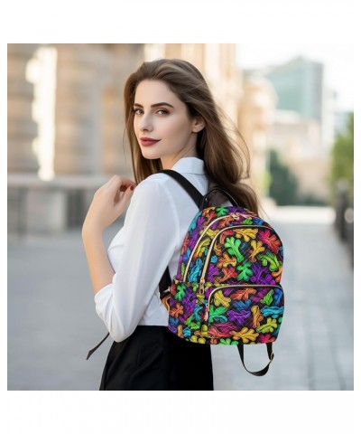 Rainbow Leaves Backpack for Women Fashion Shoulder Bags Small Casual Daypack Travel Bag S 202a3331 S(10.23"x5.11"x12.59") 202...