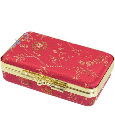 Qtqgoitem Women Gold Tone Clutch Closure Red Embroidered Floral Print Jewelry Boxes (Model: b0c 2bf 9f4 351 731) $11.00 Clutches