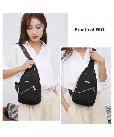 Sling Bag with Earphone Hole Sling Purse Waterproof Crossbody Purse Lightweight Crossbody Bag with Adjustable Shoulder Strap ...