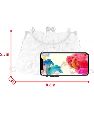 Evening Bag Cute Floral Wristlet Purse Medium Clutch Handbags Phone Pouch Y-cream $17.91 Evening Bags