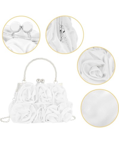 Evening Bag Cute Floral Wristlet Purse Medium Clutch Handbags Phone Pouch Y-cream $17.91 Evening Bags