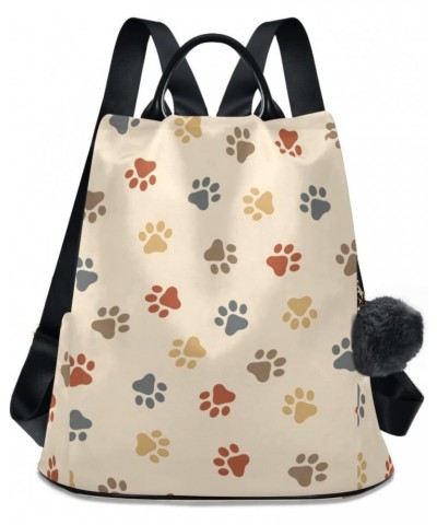 Colorful Dog Paws Print Polyester Backpack Purse Travel Bag for Women Fashion Back Pack Shoulder Bag $21.59 Backpacks