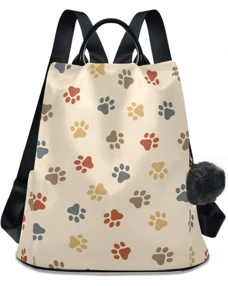 Colorful Dog Paws Print Polyester Backpack Purse Travel Bag for Women Fashion Back Pack Shoulder Bag $21.59 Backpacks