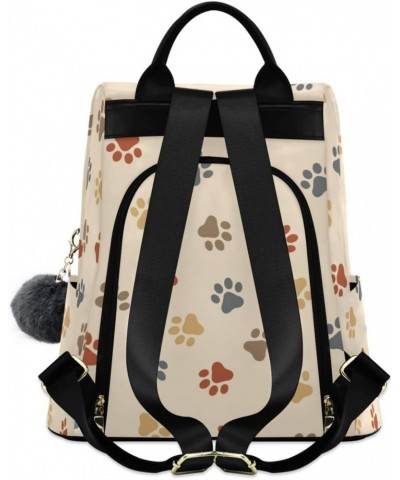 Colorful Dog Paws Print Polyester Backpack Purse Travel Bag for Women Fashion Back Pack Shoulder Bag $21.59 Backpacks