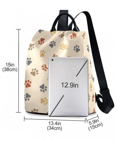 Colorful Dog Paws Print Polyester Backpack Purse Travel Bag for Women Fashion Back Pack Shoulder Bag $21.59 Backpacks