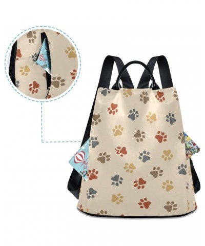 Colorful Dog Paws Print Polyester Backpack Purse Travel Bag for Women Fashion Back Pack Shoulder Bag $21.59 Backpacks