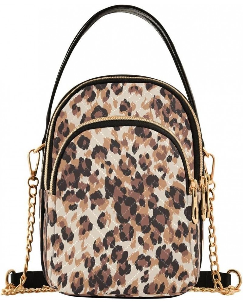 Abstract Leopard Spot Crossbody Bag Small Shoulder Handbags Leather Purse for Women $11.18 Crossbody Bags