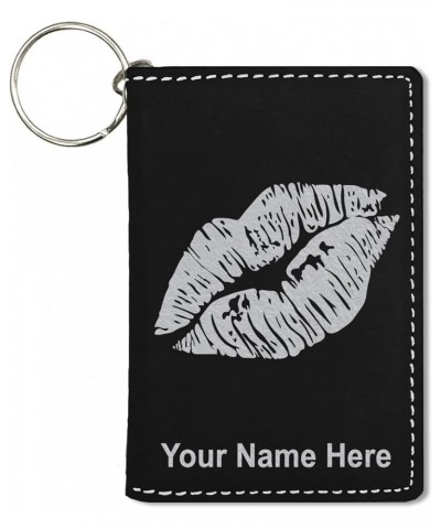 ID Holder Wallet, Lipstick Kiss, Personalized Engraving Included (Teal) Black with Silver $12.04 Wallets