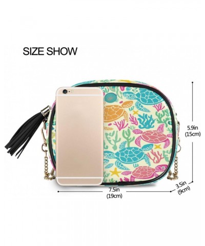 Crossbody Purse Small Crossbody Bags Shoulder Handbags Yellow Pink Turtles for Women $12.74 Shoulder Bags