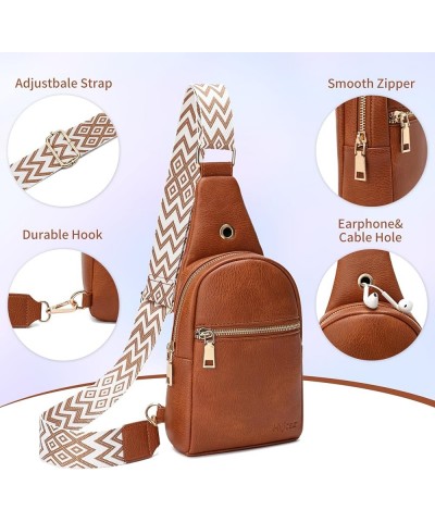 Small sling bag for women crossbody purse Waterproof Leather Fanny Packs for Women Chest Bag with Adjustable Strap 2.0_brown ...