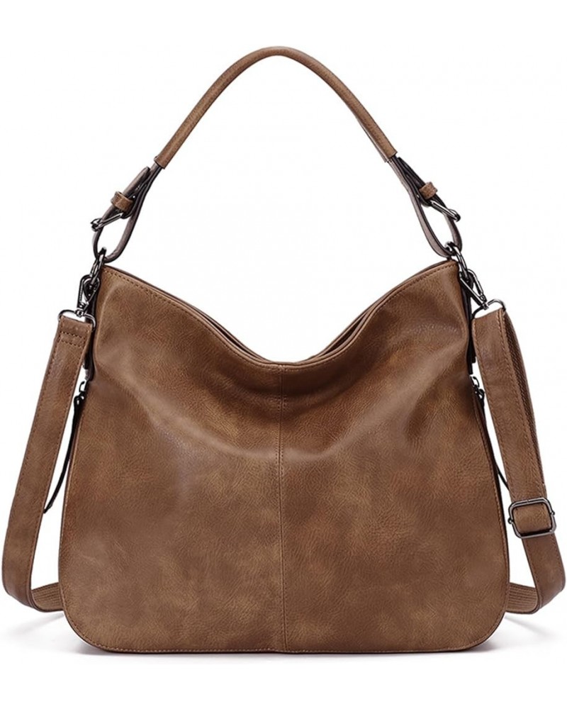 Hobo Bag for Women, Large Capacity Crossbody Purse and Handbags, Vegan Leather Foldable Shoulder Bags (Grey) Brown $35.79 Totes