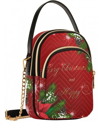 Small Crossbody Bags for Women Trendy Christmas Fir Red Poinsettia Flowers Travel Sling Bag Women's Crossbody Handbags Satche...