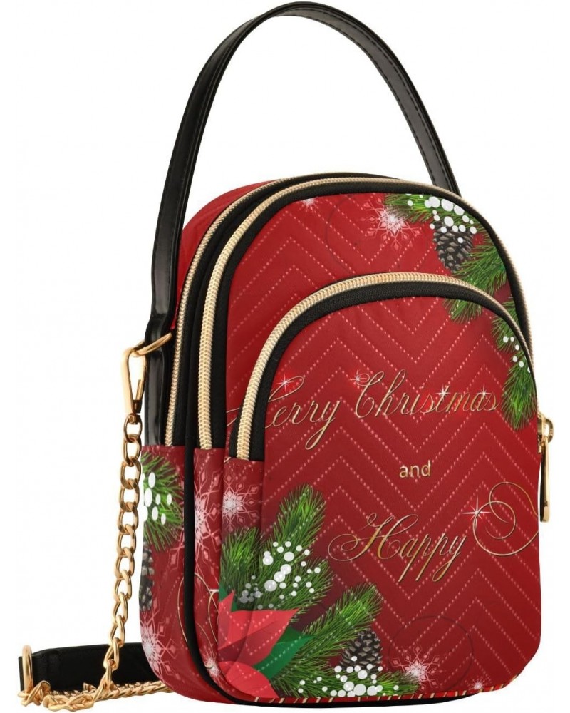 Small Crossbody Bags for Women Trendy Christmas Fir Red Poinsettia Flowers Travel Sling Bag Women's Crossbody Handbags Satche...