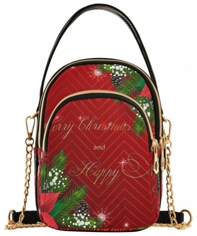 Small Crossbody Bags for Women Trendy Christmas Fir Red Poinsettia Flowers Travel Sling Bag Women's Crossbody Handbags Satche...