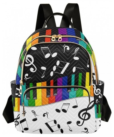 Music Notes Colorful Backpack Purse for Women, Shoulder Bags Lightweight Mini Backpacks Casual Daypack Back Pack Small(11.41'...