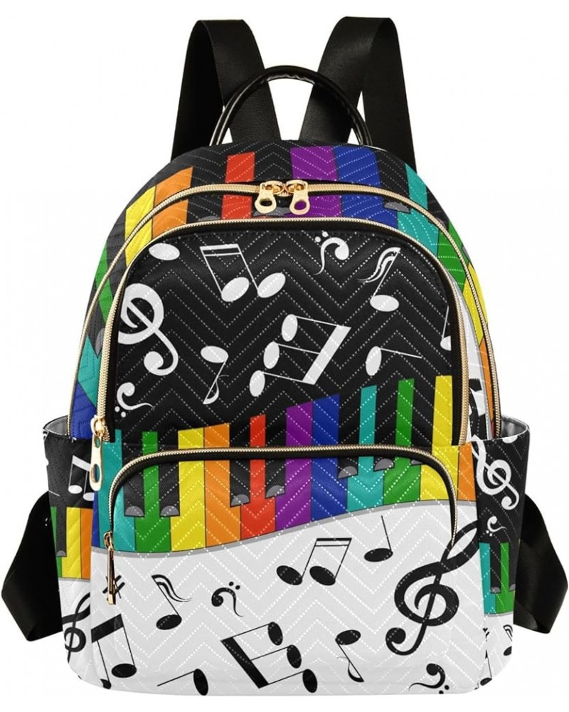 Music Notes Colorful Backpack Purse for Women, Shoulder Bags Lightweight Mini Backpacks Casual Daypack Back Pack Small(11.41'...