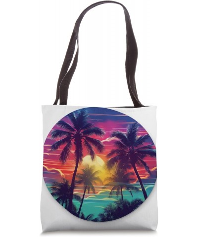 Palm Trees aurora northem lights Sunset Tropical Tree Leaves Tote Bag $15.04 Totes