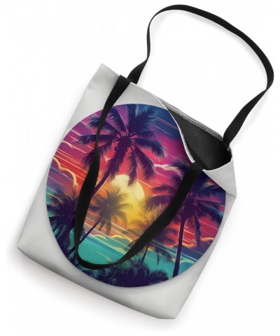 Palm Trees aurora northem lights Sunset Tropical Tree Leaves Tote Bag $15.04 Totes