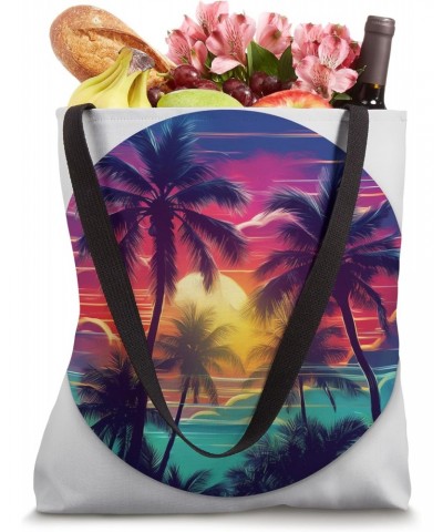 Palm Trees aurora northem lights Sunset Tropical Tree Leaves Tote Bag $15.04 Totes