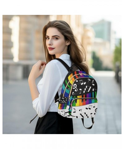 Music Notes Colorful Backpack Purse for Women, Shoulder Bags Lightweight Mini Backpacks Casual Daypack Back Pack Small(11.41'...