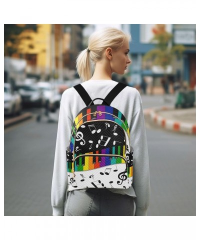 Music Notes Colorful Backpack Purse for Women, Shoulder Bags Lightweight Mini Backpacks Casual Daypack Back Pack Small(11.41'...