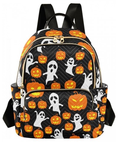 Halloween Women Backpack Jack-o-lantern Silly Ghost Anti-Theft Travel Backpack with Luggage Belt Durable Lightweight Handbag ...