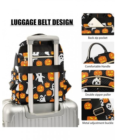 Halloween Women Backpack Jack-o-lantern Silly Ghost Anti-Theft Travel Backpack with Luggage Belt Durable Lightweight Handbag ...