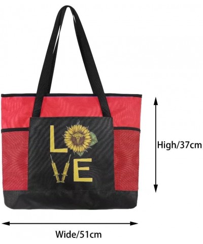 I Love Became a Nurse Personalized Nurse Tote Bag with Mesh Pockets, Sunflower Large Travel Tote Bag Nurse Bag for Work Red $...