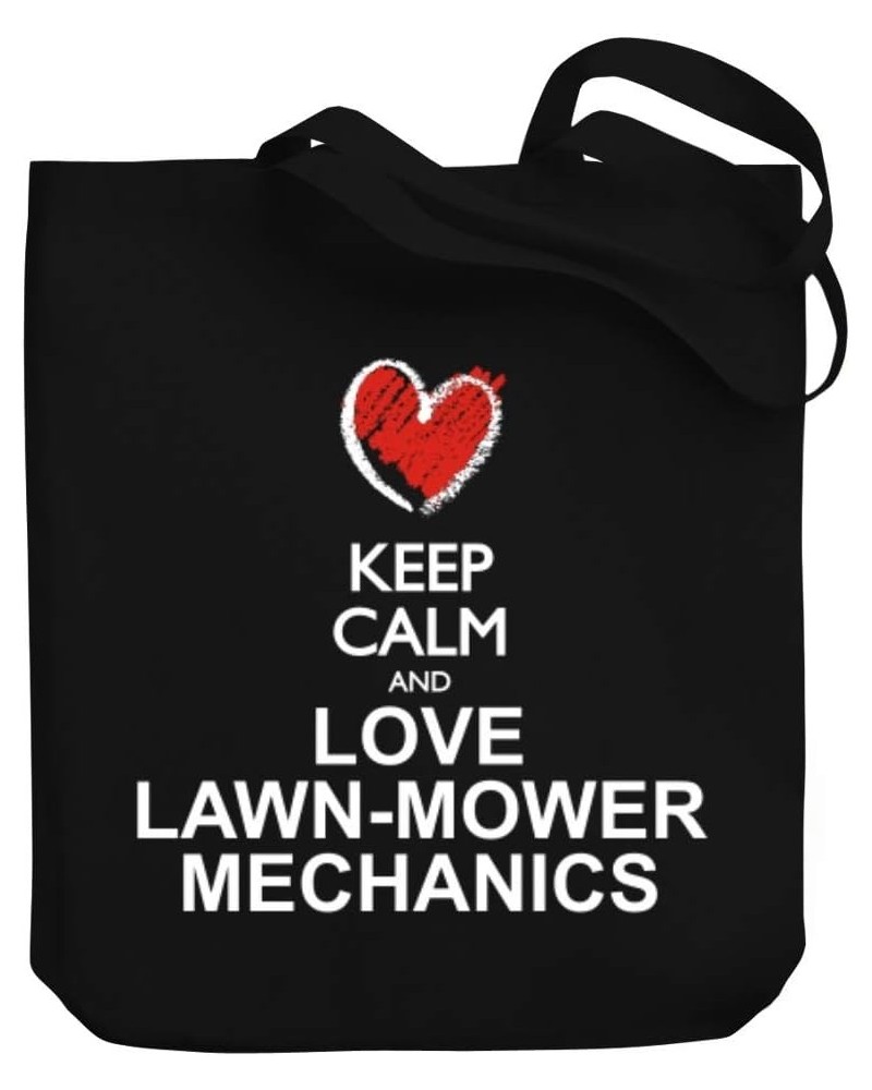 Keep calm and love Lawn Mower Mechanics chalk style Canvas Tote Bag 10.5" x 16" x 4 $22.39 Totes