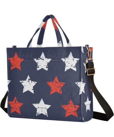 Stars Blue Red White Tote Bag for Women Travel Tote Handbag Corduroy Crossbody Bag Satchel Purses for Office Birthday Gifts M...