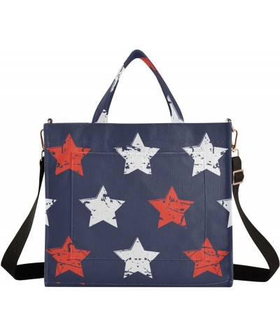 Stars Blue Red White Tote Bag for Women Travel Tote Handbag Corduroy Crossbody Bag Satchel Purses for Office Birthday Gifts M...