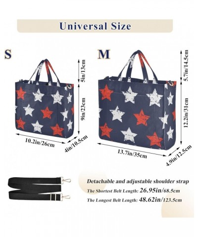 Stars Blue Red White Tote Bag for Women Travel Tote Handbag Corduroy Crossbody Bag Satchel Purses for Office Birthday Gifts M...