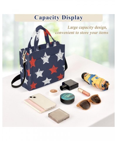 Stars Blue Red White Tote Bag for Women Travel Tote Handbag Corduroy Crossbody Bag Satchel Purses for Office Birthday Gifts M...