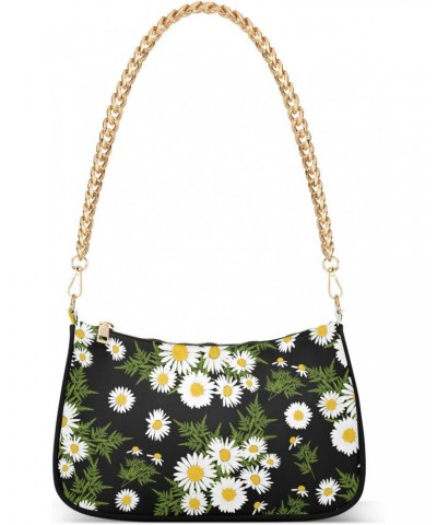 Daisies Flowers Shoulder Bag for Women Crescent Bag Shoulder Handbag with Zipper Closure for Travel Party Purse $12.60 Should...